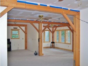 Interior timber framing in katrina house