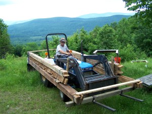 Dan McKeen Moving the Timber Frame Beams