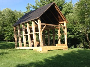 The raised timberframe with new Roof Boards, making a perfect Gazebo