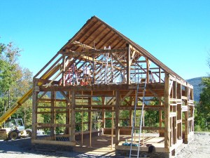 Adding Roof Boards to Manchester Vermont Timber Frame