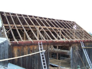 Dismantling old barn in New York