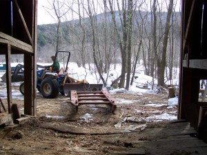 Removing equipment from old barn for sale in new england