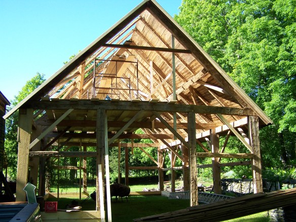 Test Barn Raising of Timber Frame Barn Home