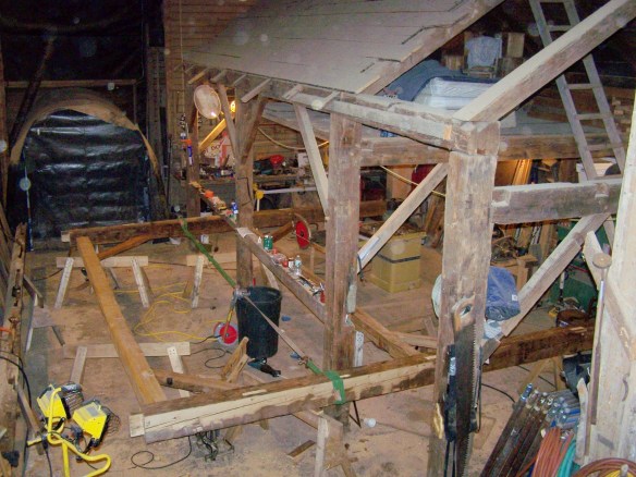 Interior of Green Mountain Timber Frames Restored Frame