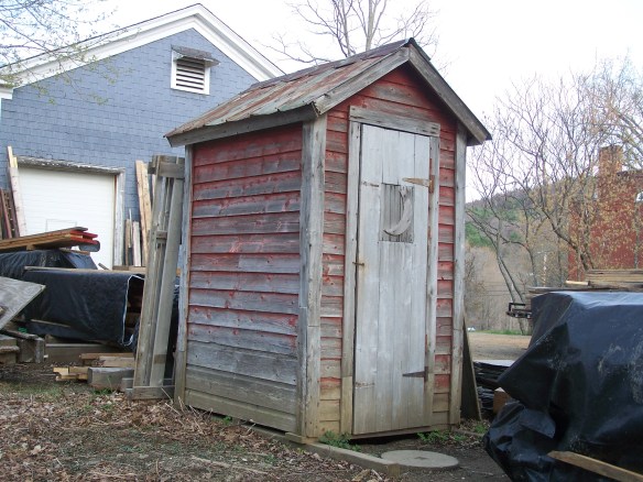 antique vermont timber frame outhouse