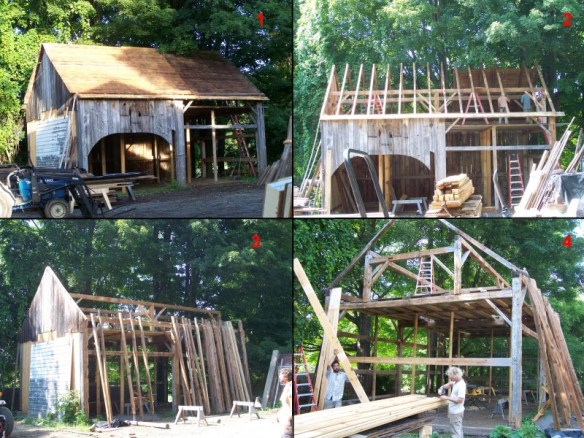 Dismantling of timber frame barn