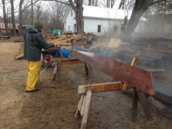 Power washing old barn board_Green mountain timber frames.jpg