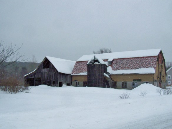 Vermont timber frame in winter_Green Mountain Timber frames