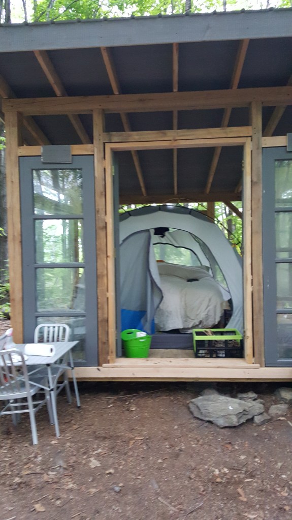 Glamping in a timber frame glass house