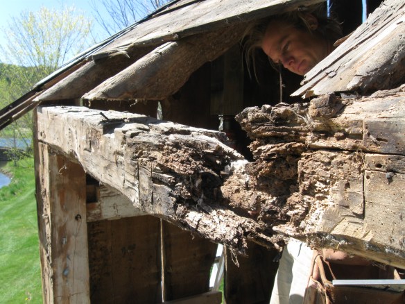 rotten-beam-in-antique-barn-green-mountain-timber-frames