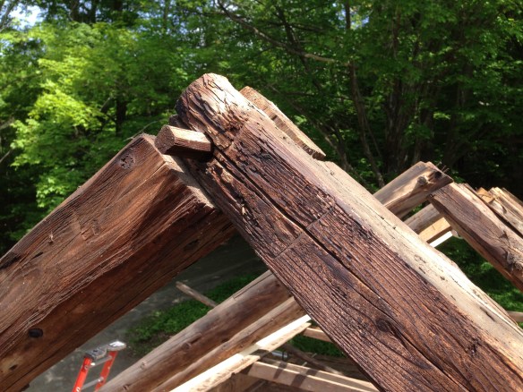 Hand hewn rafters green mountain timber frames