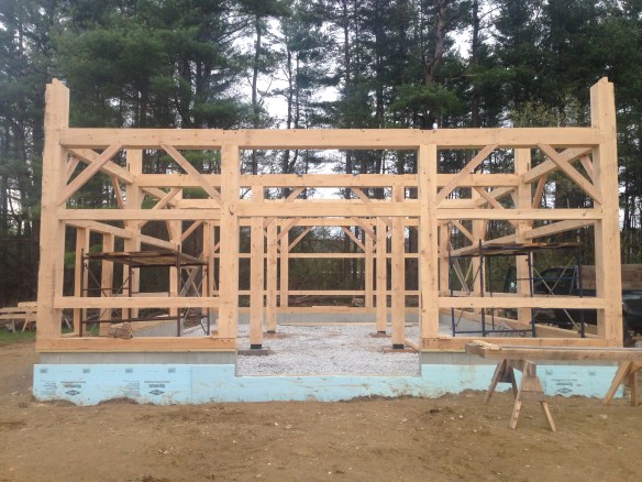 timber frame erected and pegged in Vermont