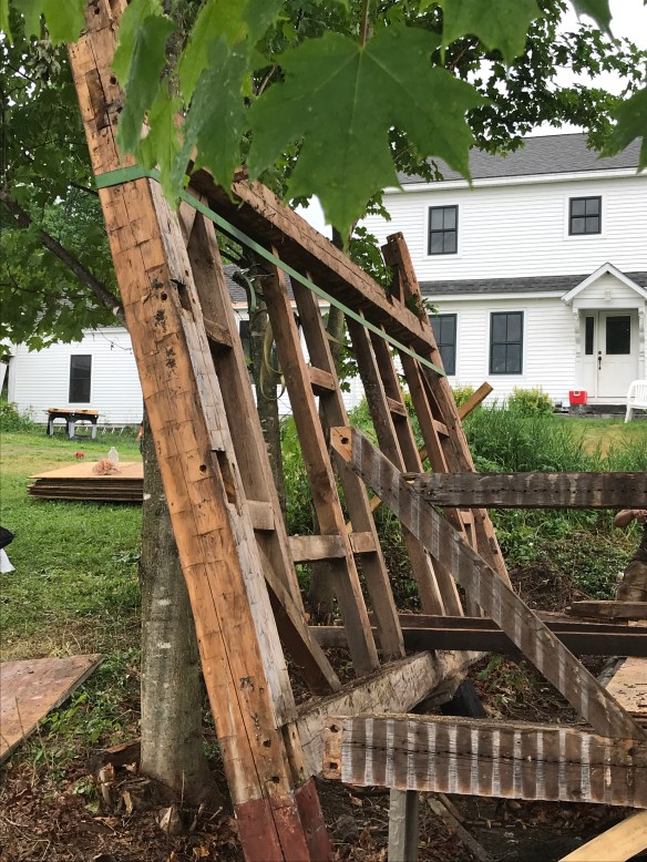 vintage corn crib_tipping up