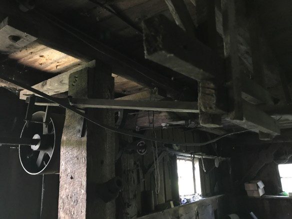 interior of timber frame machine shop and corn crib green mountain timber frames