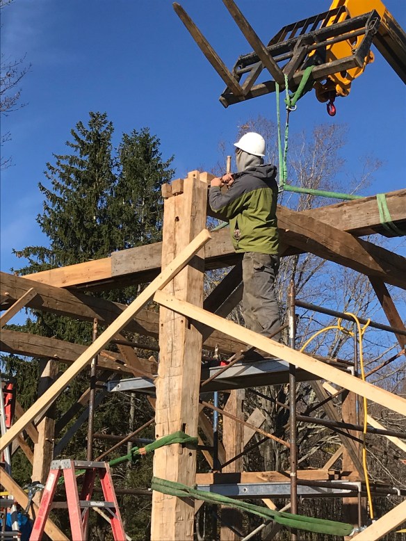 pegging a bent green mountain timber frames