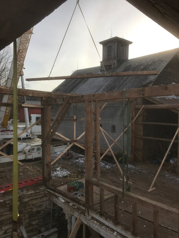 top plate of timber frame barn in vermont