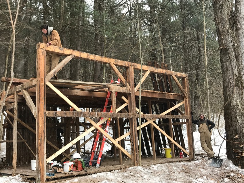 trapper cabin corn crib restoration