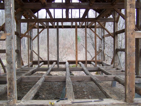 Atwater Corn House interior view green mountain timber frames