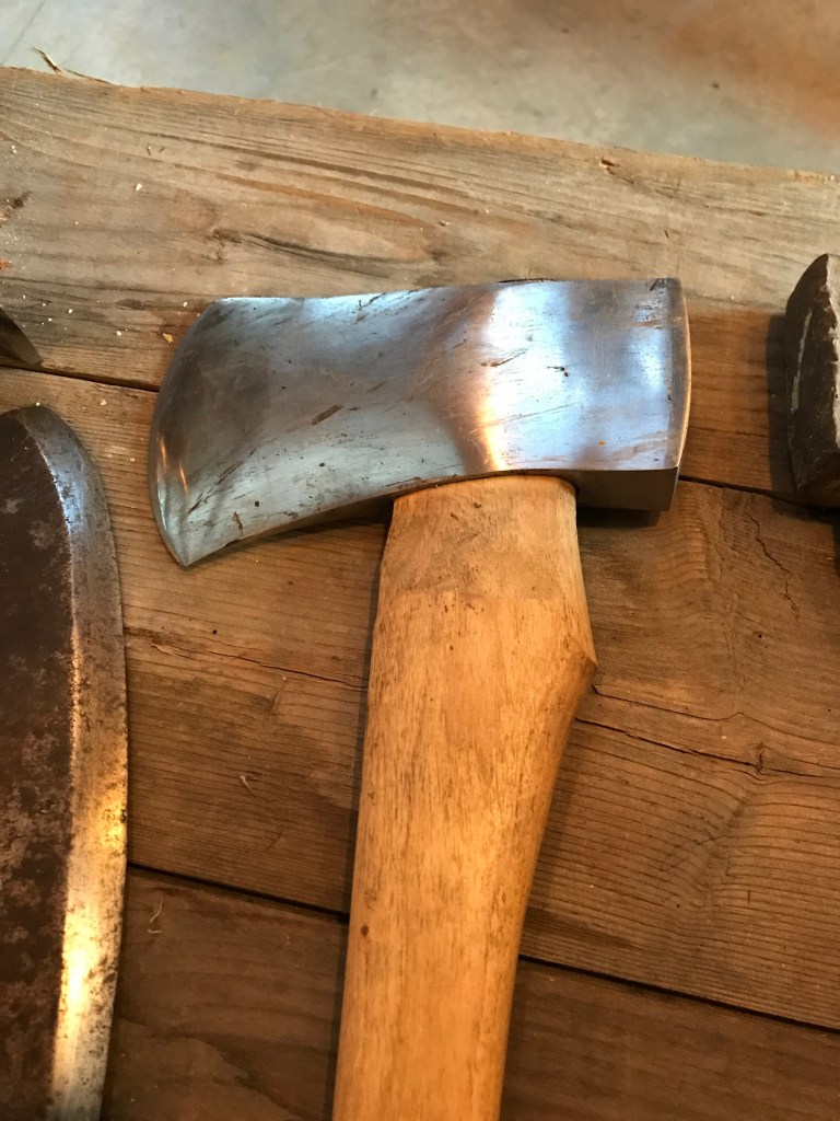 antique felling axe owned by green mountain timber frames