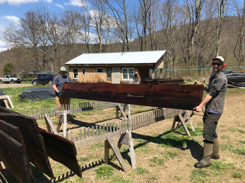 washing roof boards from 1700 barn